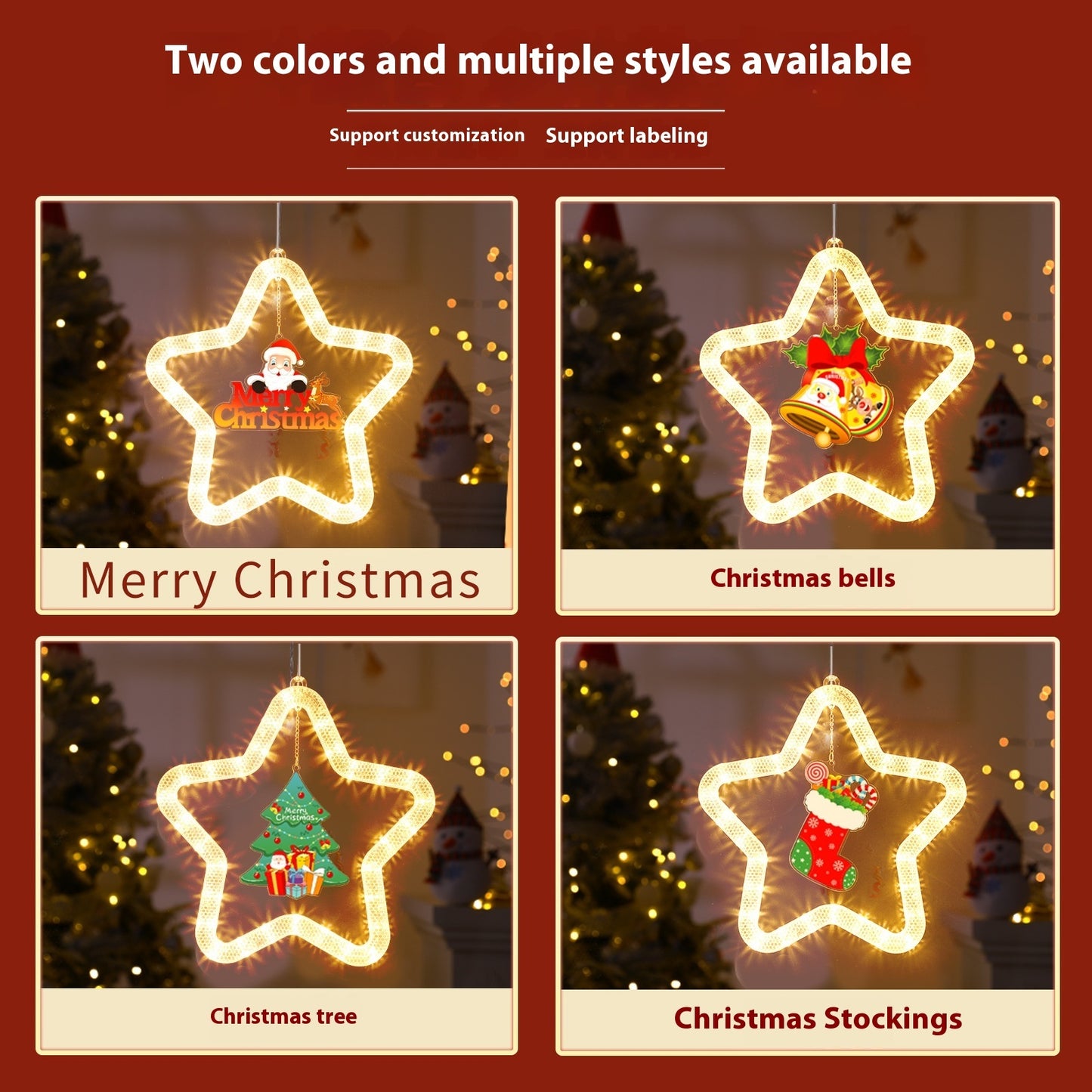 Christmas Pendant Decoration Led Christmas Star Light Decoration For Holiday