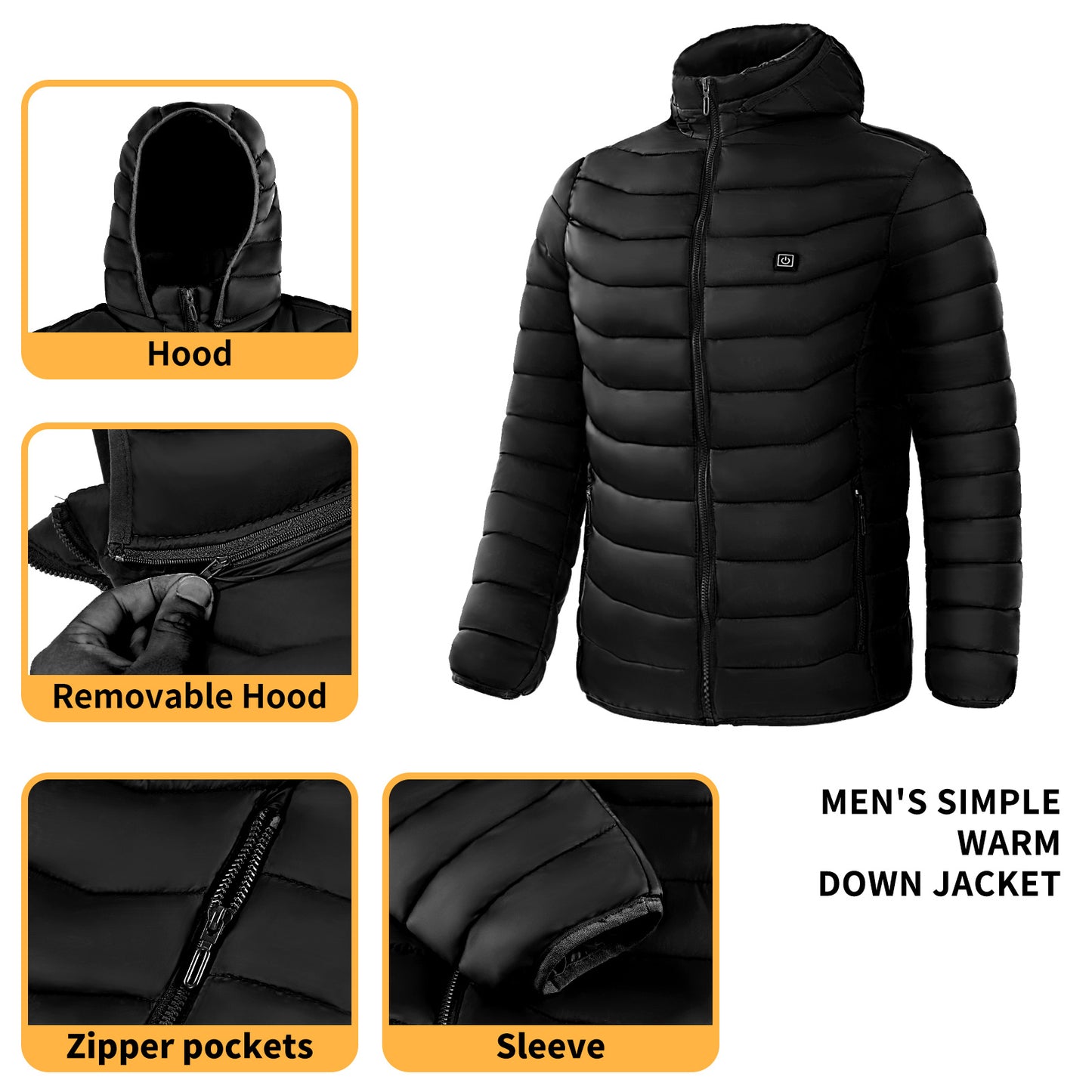 Men Heated Puffer Jacket Electric Heating Coat- Warm for the Winter