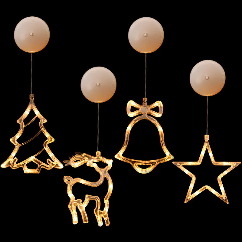 Christmas LED Suction Cup Chandelier Lights Holiday Party Window Decor Lamps Battery Powered