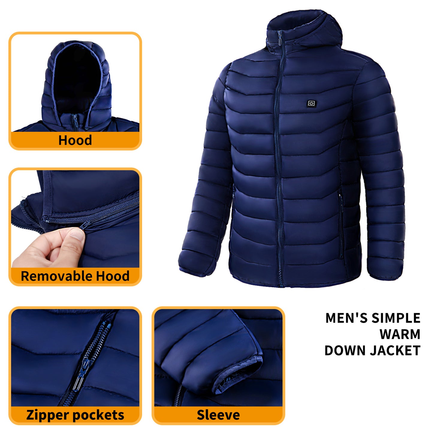 Men Heated Puffer Jacket Electric Heating Coat- Warm for the Winter