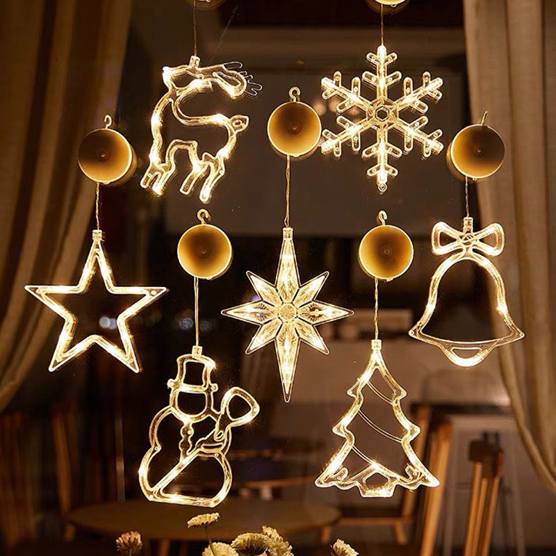 Christmas LED Suction Cup Chandelier Lights Holiday Party Window Decor Lamps Battery Powered
